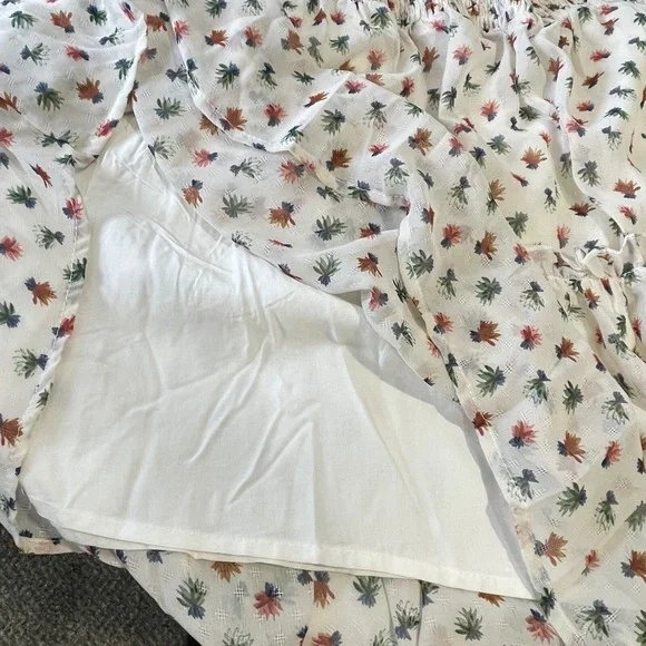 NWT Hayden Floral Cream Mini Dress Smock Ruffle Short Sleeve M Y2K Boho Whimsy - Picture 9 of 9